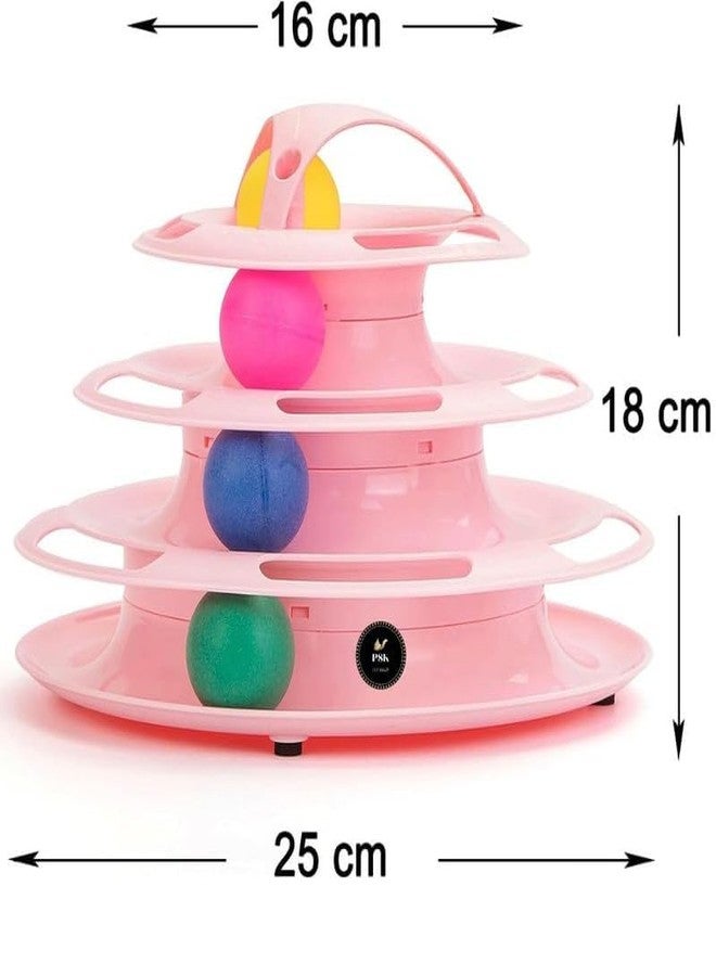 KittuPet لعبة KittuPet التفاعلية للكلاب الصغيرة والقطط، تتضمن أبراجًا من 4 مستويات ومسارًا دائريًا مع كرات متحركة. - Image 2